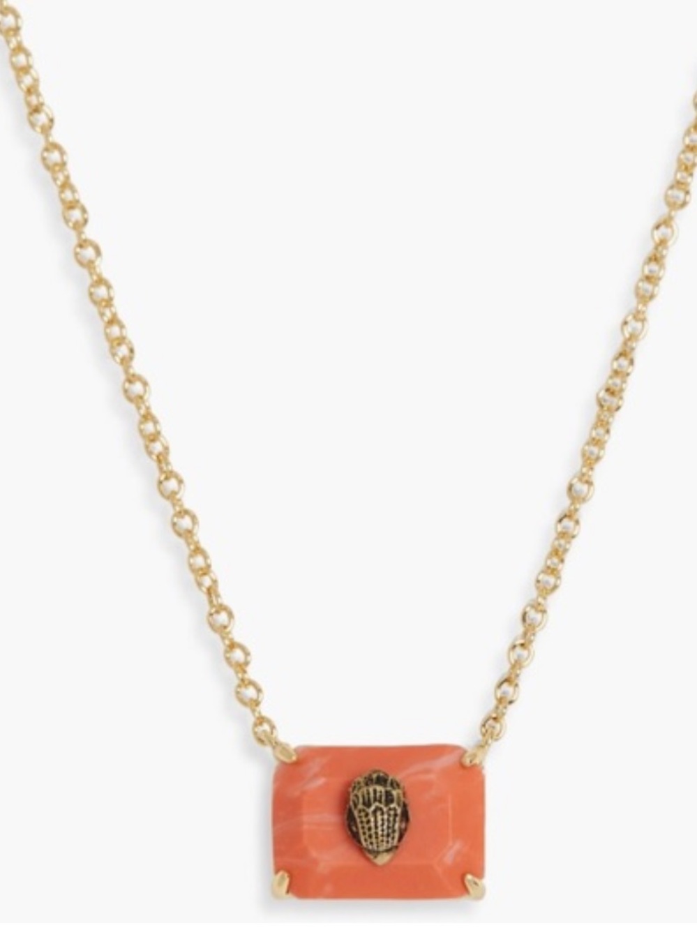 Kurt Geiger London Emerald Cut Orange Turquoise Eagle Pendant Necklace